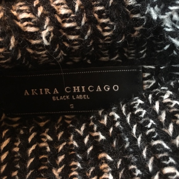 Akira SOFT Black and White Cowl Turtleneck Sweater - Picture 3 of 3